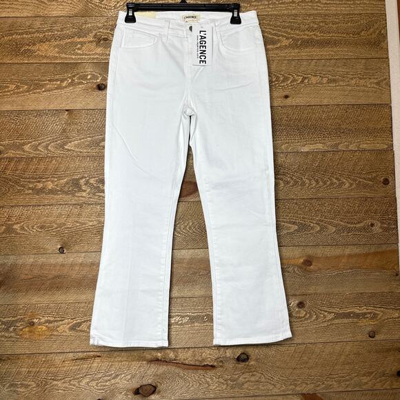 L'Agence Charlotte Mid Rise Cropped Flare White Jeans Size 26  NWT - Picture 2 of 6